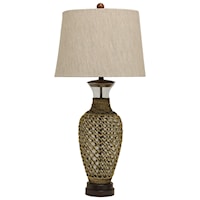 Glass Jar Shaped Table Lamp with Woven Seagrass Overlay