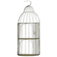 Bird Cage Hanging Wall Art with 2 Shelves