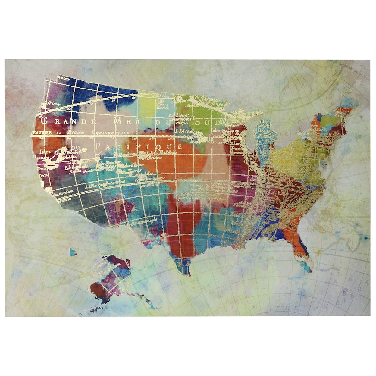 StyleCraft Wall Décor Canvas Print with Foil of The United States