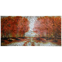 Textured Metal Panel with Hand Painted Landscape