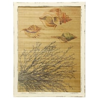 Bamboo Screen Printed with Sea Shell Framed in White Wood