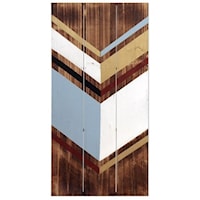 Reclaimed Painted Wood Wall Art with Multi-Colored Geometric Design