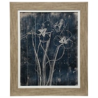 Blue Floral Textured Framed Print