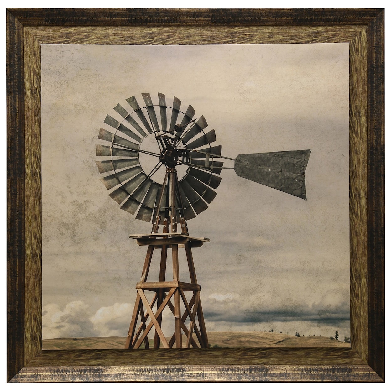 StyleCraft Wall Décor Oklahoma Windmill Print Textured and Framed