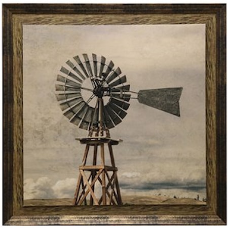 Oklahoma Windmill Print Textured and Framed
