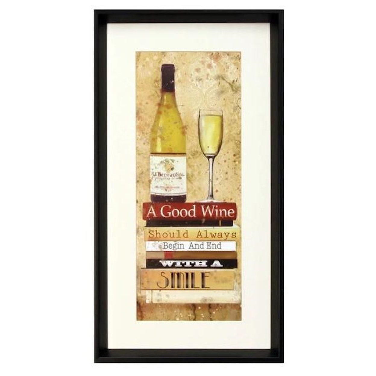 StyleCraft Wall Décor Wine and Books Framed Print