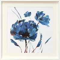 Blue Floral On White Print