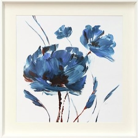 Blue Floral On White Print