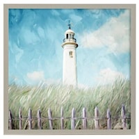 Lighthouse on the Hill Framed Print Under Glass