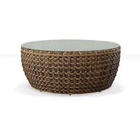 Largo Outdoor Woven Coffee Table with Glass Top