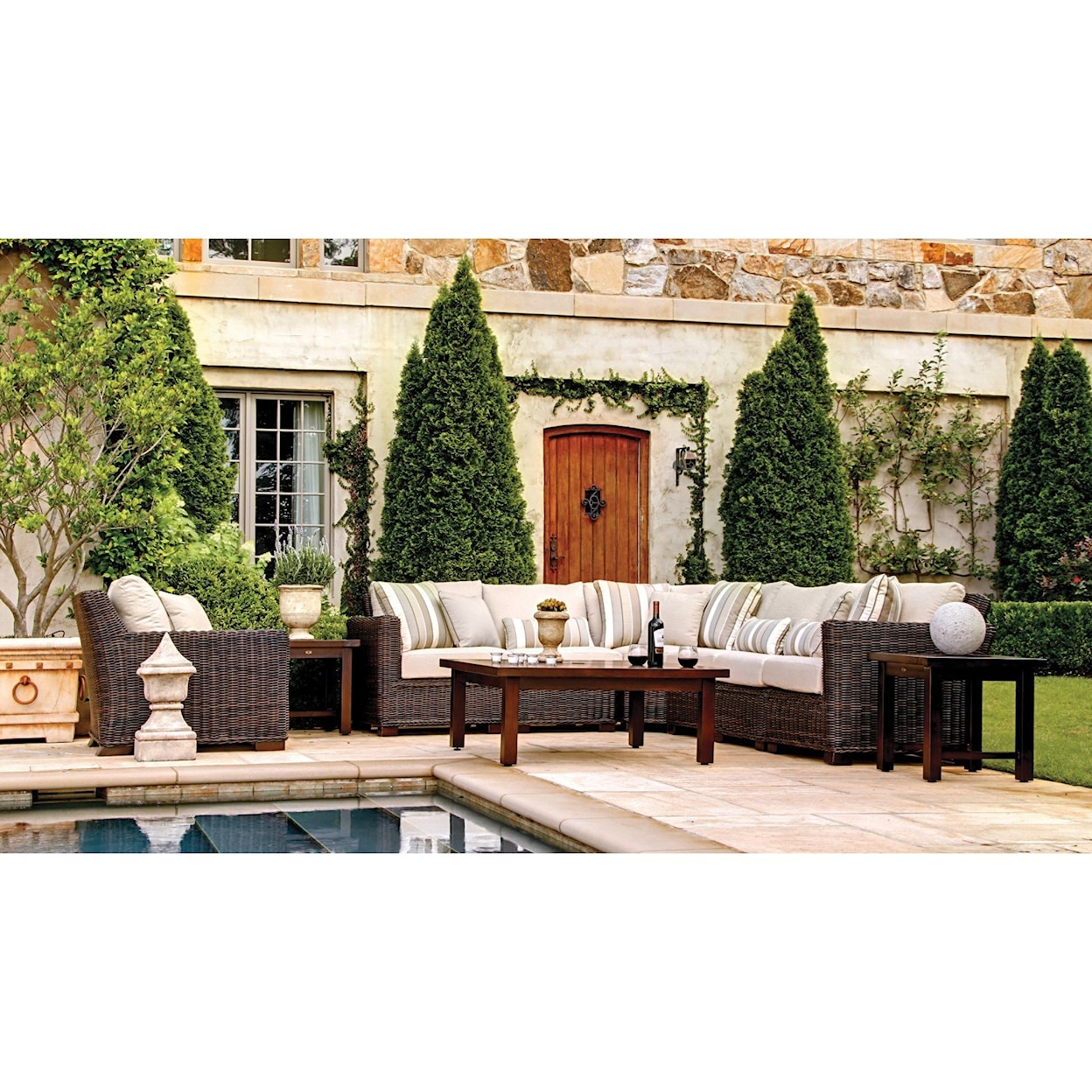 Summer Classics Rustic Outdoor Sectional and Chair Set