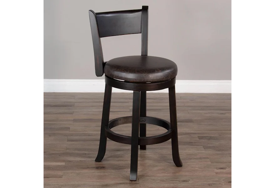 1646 24"H Swivel Barstool, Cushion Seat & Back by Sunny Designs at Home Furnishings Direct
