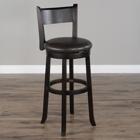 30"H Swivel Barstool, Cushion Seat & Back