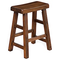 Solid Wood 24"H Saddle Seat Stool, Wood Seat