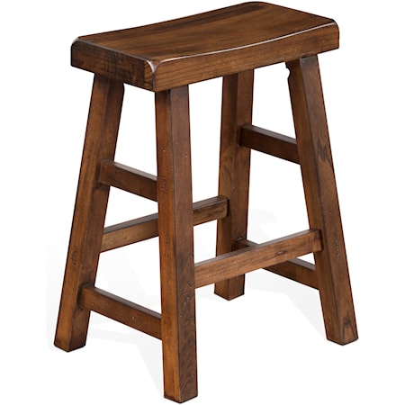 24"H Saddle Seat Stool, Wood Seat