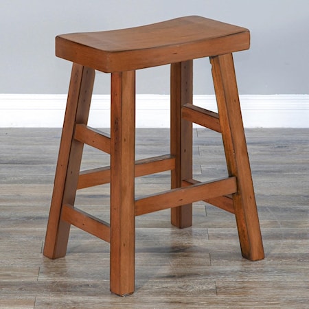 24"H Saddle Seat Stool, Wood Seat