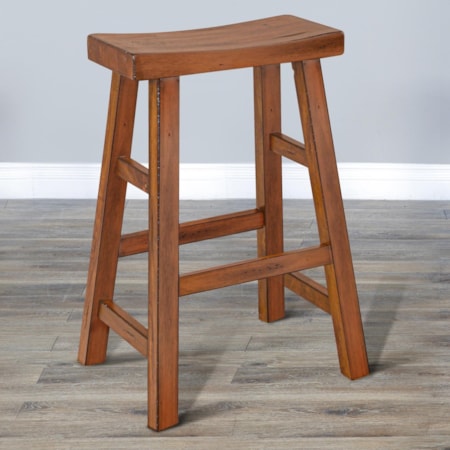 30"H Saddle Seat Stool, Wood Seat
