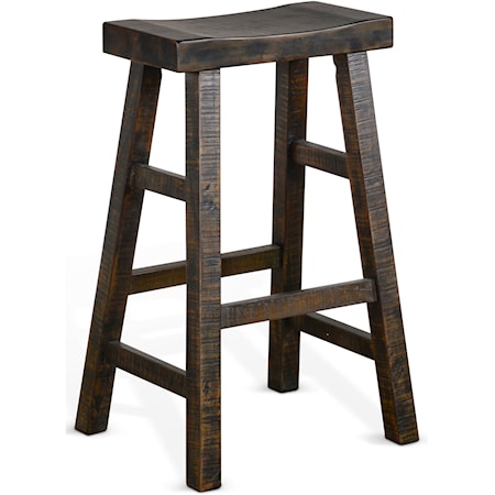 30"H Saddle Seat Stool, Wood Seat