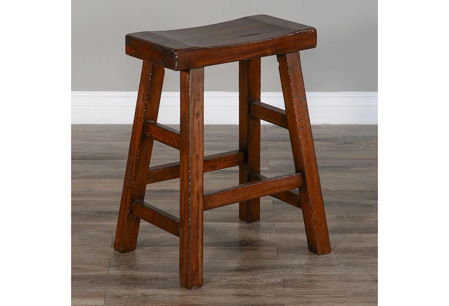 1768 24"H Saddle Seat Stool, Wood Seat by Sunny Designs at Home Furnishings Direct