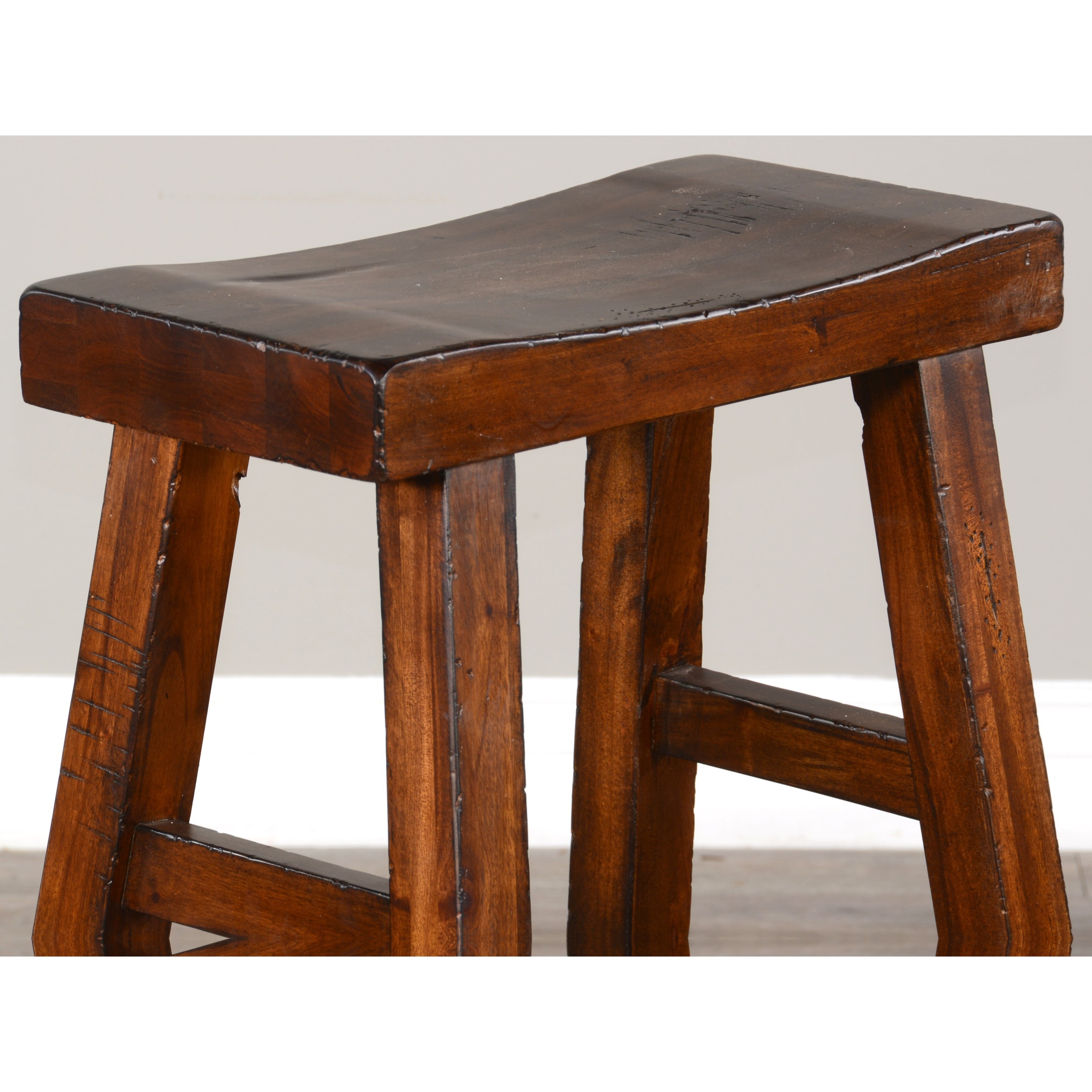 30"H Saddle Seat Stool, Wood Seat