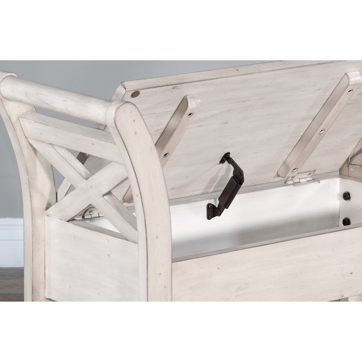 Sunny Designs 2075 SUNNY WHITE SAND ACCENT BENCH WITH | STORAGE