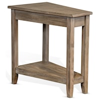 Wedge Chair Side Table with Lower Shelf