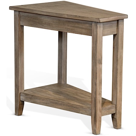 Wedge Chair Side Table with Lower Shelf