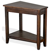 Wedge Chair Side Table with Lower Shelf