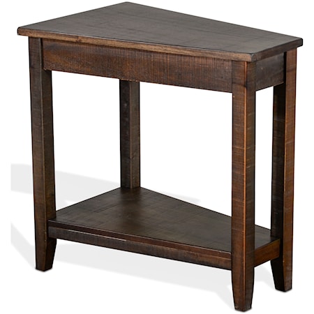 Wedge Chair Side Table with Lower Shelf