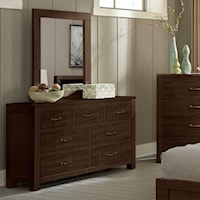 Rustic 7 Drawer Dresser and Mirror Set with Weathered Finish