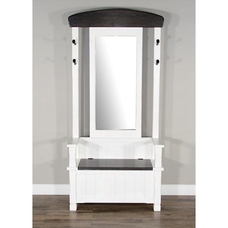 Hall Tree with Storage Bench and Mirror