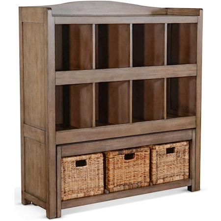 Storage Bookcase w/ Trundle Bench and Baskets