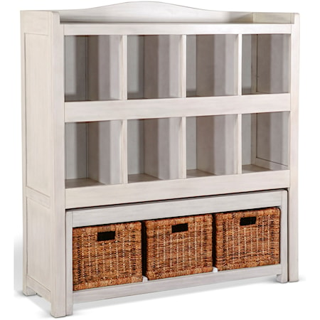 Storage Bookcase w/ Trundle Bench and Baskets