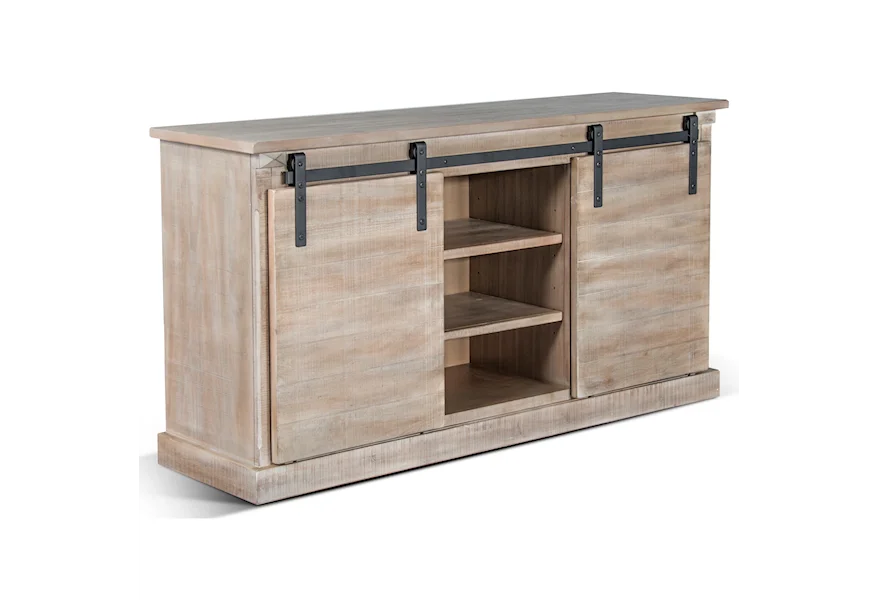 3577 65" TV Console w/ Barn Doors by Sunny Designs at Home Furnishings Direct