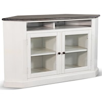 Corner TV Stand with Glass Doors