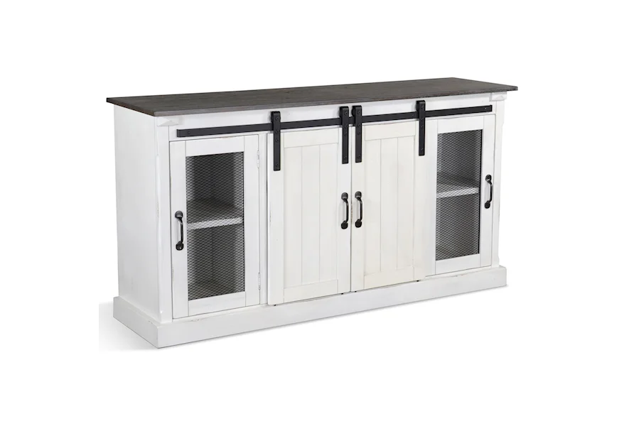 Bourbon County Credenza Barn Door White by Sunny Designs at Conlin's Furniture