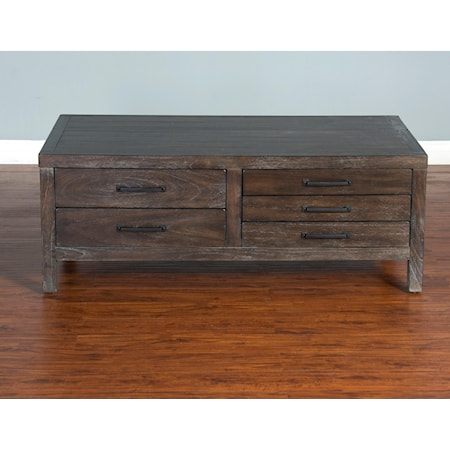 Rustic Coffee Table with Flip Top Storage