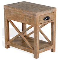 Rustic Chairside Table with 1 Drawer and 1 Shelf
