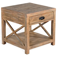 Rustic End Table with 1 Drawer and 1 Shelf
