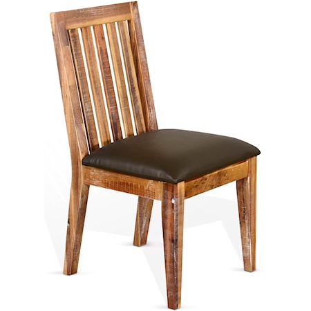 Rustic Side Chair with Cushion Seat