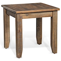 Rustic Square End Table with Planked Top