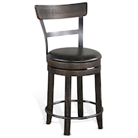 Rustic Swivel Stool with Full Back