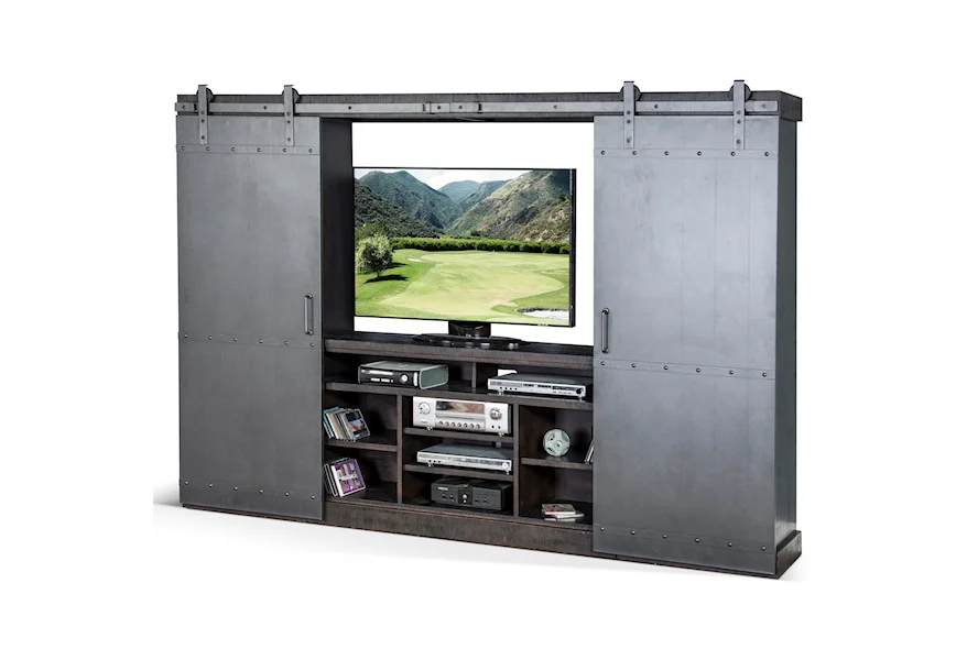 Radcliff Factory Entertainment Wall Unit by Sunny Designs at Powell's Furniture and Mattress