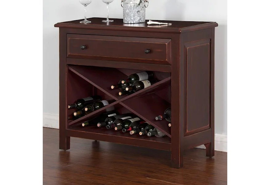 Red Accent Chest w/ Wine Storage by Sunny Designs at Sparks HomeStore