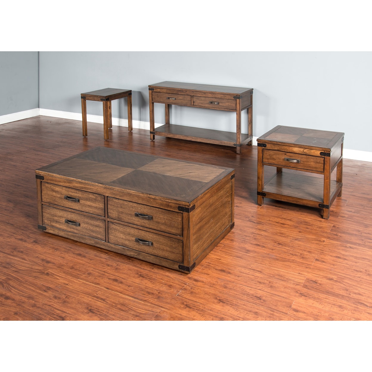Sunny Designs Safari Coffee Table w/ 4 Drawers & Casters