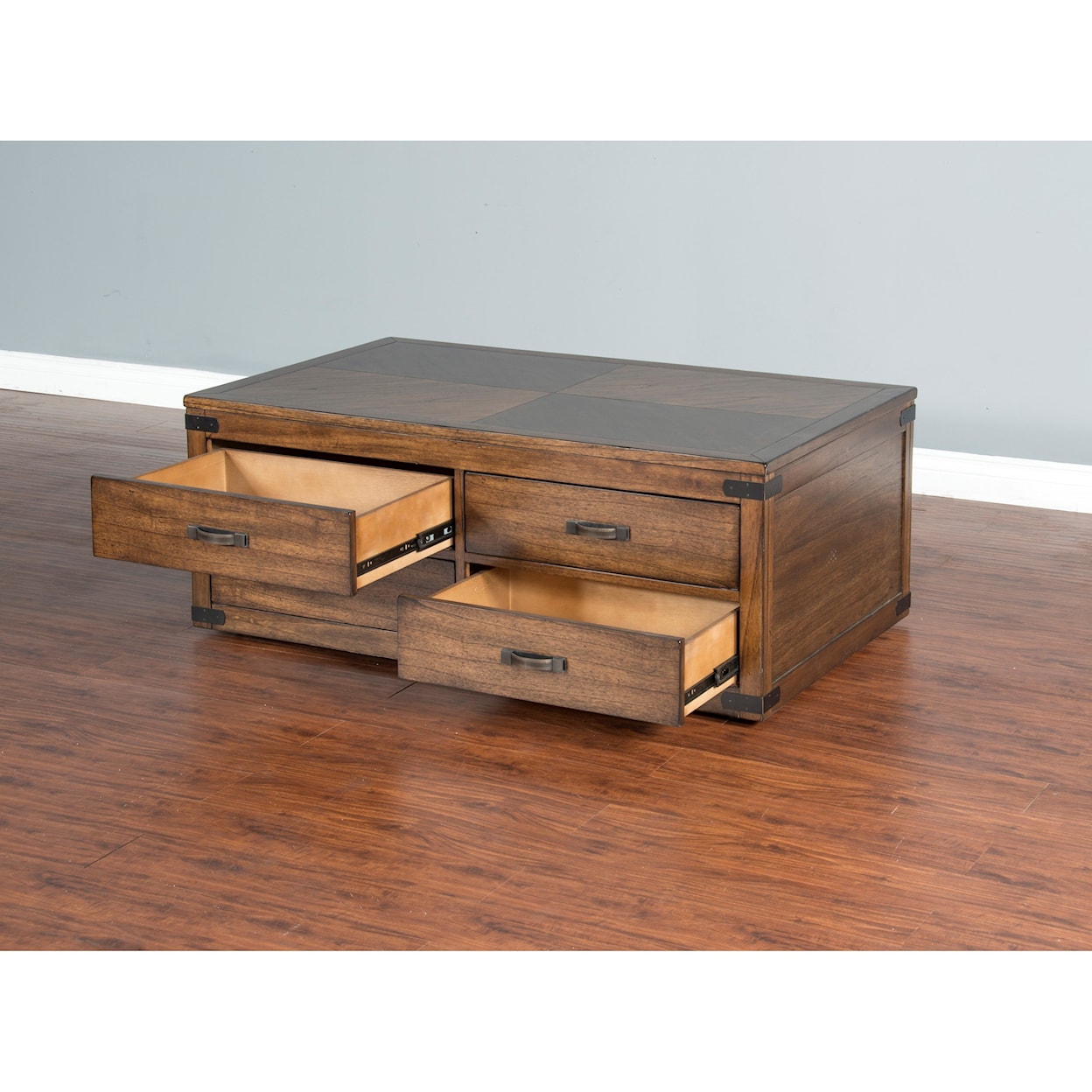 Sunny Designs Safari Coffee Table w/ 4 Drawers & Casters