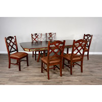 Rustic Dining Set with 6 Side Chairs