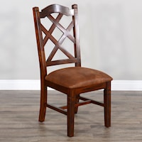 Double Crossback Dining Side Chair with Upholstered Seat