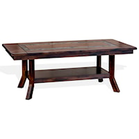 Rustic Coffee Table with Natural Slate Inlay
