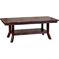 Rustic Coffee Table with Natural Slate Inlay